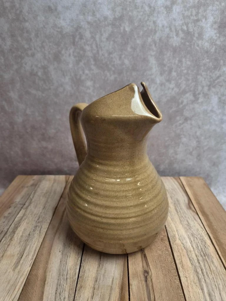 Vintage glazed stoneware jug in beige - original shape – photo 4